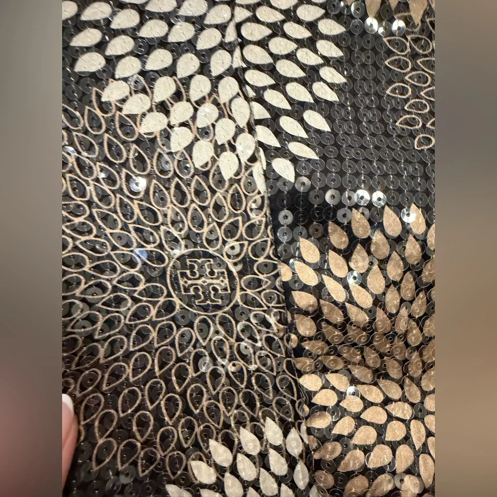 TORY BURCH Sequined Silk Dress With Pinhole Detail Size 2 cocktail party luxury